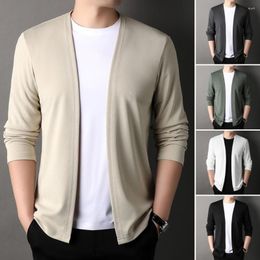 Men's Sweaters Open Front Men Sweater Slim Fit Solid Colour Coat Stylish Knitted Cardigan For Spring Autumn Casual Male Clothing