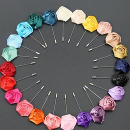 Fashion Rose Flowers Brooches Pins Mini Double Rose Women Men Corsages Brooch For Party Birthday Gifts 27 Colors281w