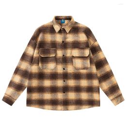 Men's Casual Shirts Woollen Material Plaid Thick Shirt Jackets Men For Autumn Jacket