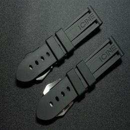 Watch Bands 22mm 24mm 26mm Black Waterproof Silicone Rubber watchband Panerai strap for PAM111 Buckle Logo tools314i