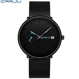 bayan kol saati CRRJU New Mens Women Watches Luxury Sport Ultra-thin Wrist Watch Men's Fashion Casual Date Watch Gift Clock265A