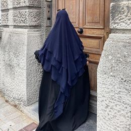 Ethnic Clothing 2023 Chiffon Scarf Hijab Women's 3 Layer Large Shawl Headscarf