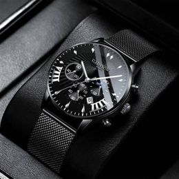 Wristwatches 2022 Ultra Thin Minimalist Blue Dial Watch Men Steel Mesh Watches Man Business Casual Luminous Quartz Wrist176E