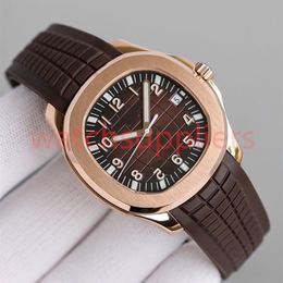 Gold Mens watches Elegant movement Automatic movement Pat 40mm comfortable rubber strap waterproof Auto Date luminous wristwatches300W