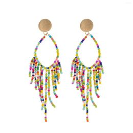 Dangle Earrings Lureme Multicolor Beaded Long Tassel Drop For Women (er006226)