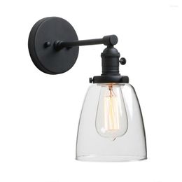 Wall Lamp Phansthy Industrial Single Sconce Light Fixture With 5.6 Inches Dome Clear Glass Shade