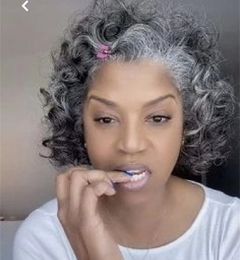 Elengant Salt and pepper silver grey bob wigs Grey human hair custom invisible hd lace closure 13x1 hd frontal wig short softly curly haircuts titiok hot