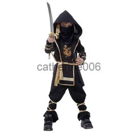 Special Occasions Kids Child Boys Black Golden Dragon Ninja Assassin Costume Fancy Carnival Purim Halloween Costumes x1004