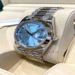 2023 QC Cheque Luxury Wristwatch Platinum Ice Blue Watch 40mm Men's Automatic Watch Automatic Mechanical Bracelet Men's W240d
