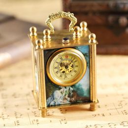 Pocket Watches Antique Painted Carved Mechanical European Style Fashion Wind Up Hand Winding Desk Clocks Retro Trendy Unisex Gift Decoration