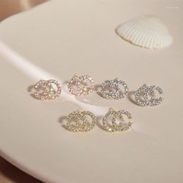 Dangle Earrings S Sier Needle Hollow Love Small Rhinestone Women's Korean Simple Fashion