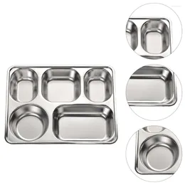 Dinnerware Sets Compartment Plate Divided Serving Lunch Tray Stainless Steel Camping Flatware