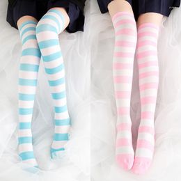 Women Socks Original 8 Colours Striped Stockings Soft Sister Knee Length Lolita Girl Cute Japanese Sweet Thigh High Female