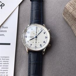 New Chronograph Men Watch 3 style High quality Watch 41MM Portugieser mechanical Mens Watch Steel Case Leather Strap Sport Watches262a