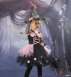 Special Occasions Girls Witch Halloween Dress Toddler Kids Children Cosplay Vampire Princess Dress Up Clothes Hat Carnival Fancy Party Costume x1004