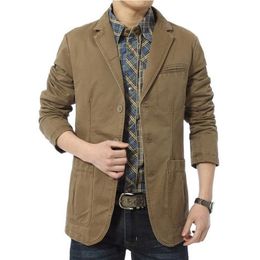 Blazer men Casual Blazers Cotton Denim Parka Men's slim fit Jackets Army Green Khaki Large Size M-XXXL 4XL outdoors outwear c204Y