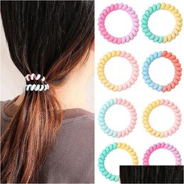 Hair Accessories Two Colour Stretch Tie Telephone Wire Elastic Rubber Bands Frosted Spiral Cord Rings Simple Women Drop Delivery Baby Dhmm6