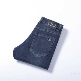 Men's Jeans Spring Summer Thin Men Slim Fit European American High-end Brand Small Straight Double o Pants F208-34b27