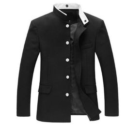 New Tang 2020 Men Black Slim Tunic Jacket Single Breasted Blazer Japanese School Uniform Gakuran College Coat222L