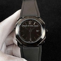 Designer Watches 41mm Octo PVD All Black Steel Case 102737 BGO41BBSVD N Black Dial Automatic Mens Watch Rubber Strap High Quality 188l
