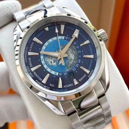 Fashion Mens Watch World Time 007 Men Automatic Watches Mechanical Movement Men's Watch Steel Wristwatches2551