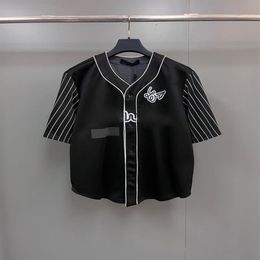 2023 Spring Summer New Arrival Black Baseball Shirt - 73% Polyester 22% Cotton 5% Nylon Unisex Short Sleeve Cardigan EURO SIZE273e