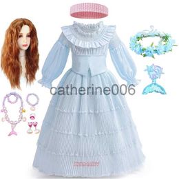 Special Occasions 2023 Movie The Little Mermaid Costume for Girls Halloween Christmas Children Cake Tiered White Blue Princess Lolita Ariel Dress x1004