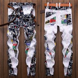 New Fashion Straight jeans Slim Fit Stretchy Floral Casual Skinny Men Long Pant C1123199I