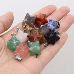 Charms 5Pcs Random Natural Stone Pendant Malachite/Unakite Anise Star For Jewellery Making DIY Bracelet Necklace Accessory