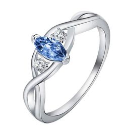 Cluster Rings Accessories For Women Jewelry Trendy Sea Blue Horse Eye Zircon Engagement Sier Ring Anillos Mujer Drop Delivery Dhel1