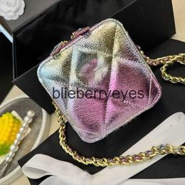 Shoulder Bags Luxury handbag bags designer bag tote bag leather shoulder bag Colourful crossbody purse Square Stripe Wallet Gold chain bags01blieberryeyes