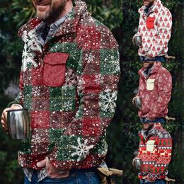 Men's Hoodies Christmas Snowflake Pattern Button Front Pullover Jacket Novel Loose Fit Men Large Sweat Shirts