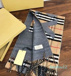 Scarf Women men 100% Double sided Cashmere Large Letter B stripe Scarf Autumn and Winter Warm Size 180x33cm Christmas Gift