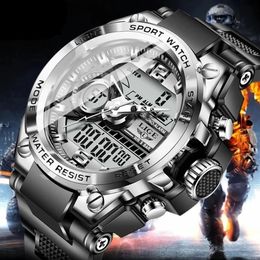 Wristwatches 2021 LIGE Sport Men Quartz Digital Watch Creative Diving Watches Waterproof Alarm Dual Display Clock Relogio Masculin260q