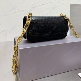 Designer Gossip Chain Shoulder Bag Crocodile Pattern Handbag Alligator Leather Crossbody Black Pink White Grey Bags c2B9#