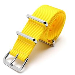 Watch Bands 2021 Whol Nylon Watchband Belt 18mm 20mm 22mm 24mm Strap Yellow Steel Deploy Clasp232n