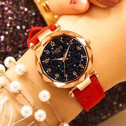 Wristwatches Fashion Women Watches 2022 Sell Star Sky Dial Clock Luxury Rose Gold Women's Quartz Wrist Zegarek DamskiWristwatc1982