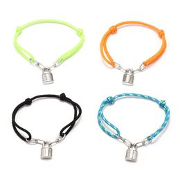 Lovers Braided Rope bracelets Bangles with Lock Charms Pendant Chains for Couples Bangles Jewellery Gifts249A