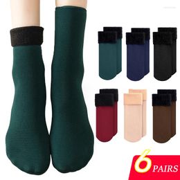 Women Socks 6 Pairs Women&Men Winter Warm Snow Thicken Thermal Soft Solid Wool Cashmere Home Boots Floor