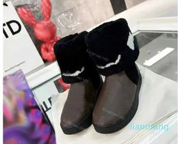 Women Sheepskin Flat Casual Shoes Leather Fur Wool Fashion Shoes Soft Winter Warm Brown Black Plush Size 35-42