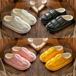 2023 winter waterproof shoes cotton slippers flat bottom men women size 36-45 white gray black pink yellow green