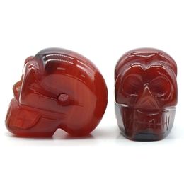 Loose Gemstones 2M Carnlian Skl Head Statue Hand Carved Gemstone Human Skeleton Figurines Reiki Healing Stone For Home Offic Dhgarden Dhrp1