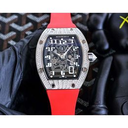 Richard''s Rm067 Mechanical Designer Superclone Diamond Watch Skeleton Wrist Watches for Men M636 Luxury High Quality Carbon Fiber Case Sapphire Montre Ice