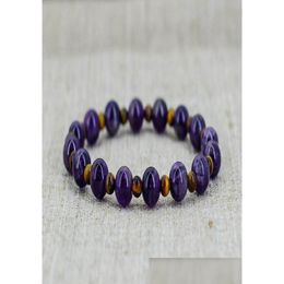 Beaded Fashion Purple Quartz Bracelet Nature Tiger Eye Mala Beads Bracelets Yoga Jewellery Men Gift For Drop Delivery Dhxim