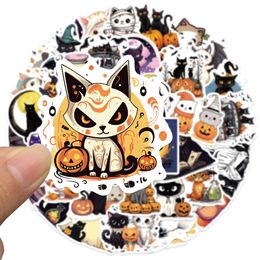 50 PCS Halloween Cartoon Stickers Pumpkin Cats For Car Laptop Fridge Helmet Ipad Bicycle Phone Motorcycle PS4 Book Pvc DIY Toys Kids Decals