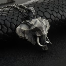 Pendant Necklaces 3D Elephant Head Necklace Feng Shui Inviting Wealth Animal Choker For Women And Men Sweater Chain Lucky Jewelry