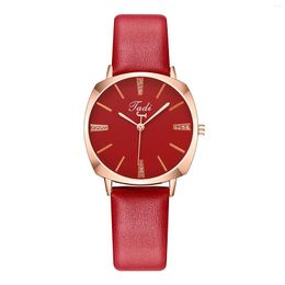 Wristwatches Bracelet Watch Ladies Diamond Fashion Leather Strap Analogue Quartz Round Women Luxury Relogios