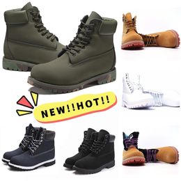 New designer boots martin booties mens wheat black Ankle boot cowboy waterproof olive camo red white browm navy blue outdoor womens sports sneakers 36-45