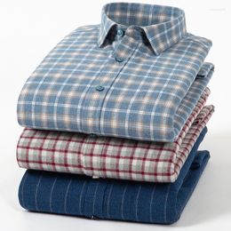 Men's Casual Shirts Autumn And Winter Cotton Long-sleeve For Men Thick Plaid Warm Shirt Comfortable Striped Business Full Clothes
