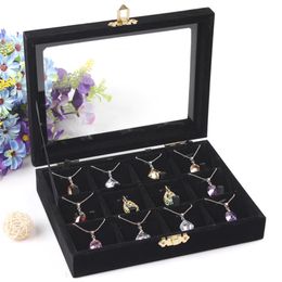 High Quality Jewelry Storage Box Necklace Pendants Case Ring Earring Holder Jewelry Accessories Showcase With Glass Cover327j